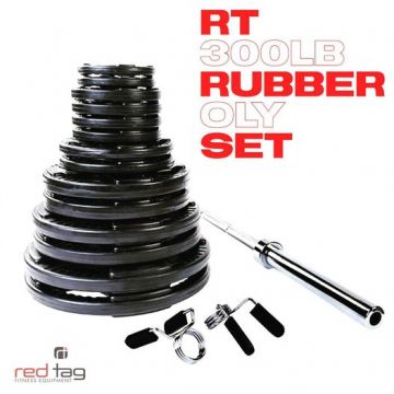 RT 300lb Rubber Olympic Weight Set